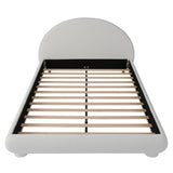 Queen Size Boucle Fabric Platform Bed Frame with Curved Arched Headboard & Wooden Slats for Bedroom, Apartment