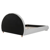 Queen Size Boucle Fabric Platform Bed Frame with Curved Arched Headboard & Wooden Slats for Bedroom, Apartment