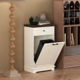 Tilt-Out Trash Cabinet, Freestanding Garbage & Recycling Bin Cabinet w/ Drawers & Pet-Proof Design, Fits 10 Gallon Trash Cans