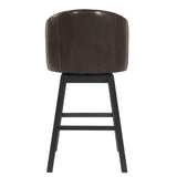 Set of 2 360° Swivel Bar Stool Ergonomic Padded Counter Stools Upholstered Dining Chairs with Soft Seat, Nailhead Trim&Button Tuft, Brown