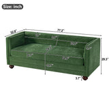 77.2"W Modern 3-Seater Sofa, Chenille Upholstered Sofa Couch with Square Arms & Rubber Wood Ball Legs