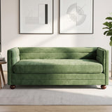 77.2"W Modern 3-Seater Sofa, Chenille Upholstered Sofa Couch with Square Arms & Rubber Wood Ball Legs
