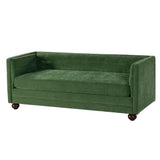 77.2"W Modern 3-Seater Sofa, Chenille Upholstered Sofa Couch with Square Arms & Rubber Wood Ball Legs