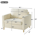 Modern Chenille Accent Chair, Upholstered Single Sofa Armchair Oversized Lounge Reading Chair with Square Arms & Iron Legs
