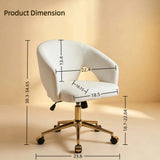 Adjustable Height Office Chair, Ergonomic Velvet Swivel Chair with Metal Base for Reading, Working, Bedroom, Living Room