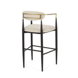 Set of 2 Bar Stool Ergonomic Counter Stools Upholstered Dining Chairs with Padded Seat & Gold Arm, Beige