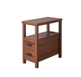 Wood End Table Nightstand, Side Table with 2 Drawers, USB Ports & Outlets for Living Room, Bedroom