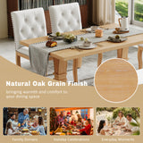 6-Piece Dining Table Set for 6, Large Family Kitchen Table with 4 Padded Dining Chairs & Bench, Button Tufted&Nailhead Trim, Natural
