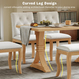 6-Piece Dining Table Set for 6, Large Family Kitchen Table with 4 Padded Dining Chairs & Bench, Button Tufted&Nailhead Trim, Natural