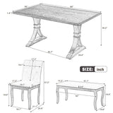 6-Piece Dining Table Set for 6, Large Family Kitchen Table with 4 Padded Dining Chairs & Bench, Button Tufted&Nailhead Trim, Natural