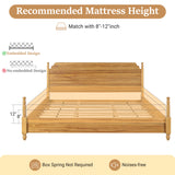 King Platform Bed Frame with Solid Wood Turned Legs, Noise Free Vintage Farmhouse Bed, Teak Brown