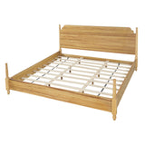 King Platform Bed Frame with Solid Wood Turned Legs, Noise Free Vintage Farmhouse Bed, Teak Brown