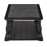 Farmhouse Rectangular Coffee Table, 2-Tier Wood Center Table Cocktail Table with Turned Spindle Legs for Living Room, Apartment