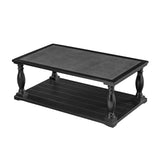 Farmhouse Rectangular Coffee Table, 2-Tier Wood Center Table Cocktail Table with Turned Spindle Legs for Living Room, Apartment