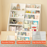 Wood Kids Bookshelf Toddler Toy Storage Organizer Bookcase Display Stand for Kids Room, Playroom, Nursery, White
