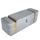 47.2" Velvet Upholstered Storage Bench Ottoman End of Bed Bech with Metal Accent Strips for Living Room, Bedroom & Entryway