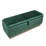 47.2" Velvet Storage Bench Ottoman, Bed End Bench Entryway Shoe Bench with Wood Base & Pull Tab for Living Room, Bedroom