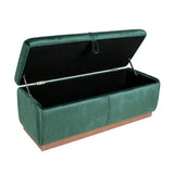 47.2" Velvet Storage Bench Ottoman, Bed End Bench Entryway Shoe Bench with Wood Base & Pull Tab for Living Room, Bedroom