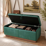 47.2" Velvet Storage Bench Ottoman, Bed End Bench Entryway Shoe Bench with Wood Base & Pull Tab for Living Room, Bedroom
