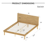 Queen Size Platform Bed Solid Wood Bed Frame with Ergonomic Angled Headboard & Noise-Free Support