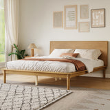 Queen Size Platform Bed Solid Wood Bed Frame with Ergonomic Angled Headboard & Noise-Free Support
