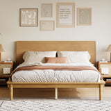 Queen Size Platform Bed Solid Wood Bed Frame with Ergonomic Angled Headboard & Noise-Free Support