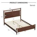 Queen Size Platform Bed Frame Mid-Century Modern Wood Bed with Open-Frame Panel Headboard & Footboard