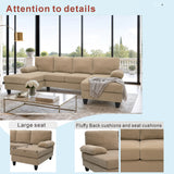 U-Shaped Sofa Dual Chaise Lounge Sofa Sleeper 4-Seat Modern Couch with Padded Armrests, Camel