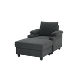 Reclining Back Chaise Lounge with Storage Ottoman, Cupholders & USB-C Ports, Accent Chair Recliner Sleeper Sofa Bed, Dark Gray