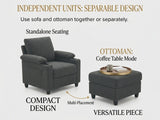 Reclining Back Chaise Lounge with Storage Ottoman, Cupholders & USB-C Ports, Accent Chair Recliner Sleeper Sofa Bed, Dark Gray