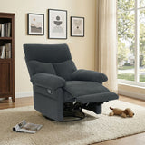 360°Swivel Recliner Rocker Manual Overstuffed Glider Armchair Nursery Chair Upholstered Accent Chair Single Sofa Chair, Dark Gray