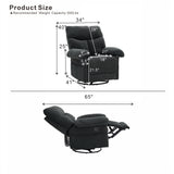 360°Swivel Recliner Rocker Manual Overstuffed Glider Armchair Nursery Chair Upholstered Accent Chair Single Sofa Chair, Dark Gray