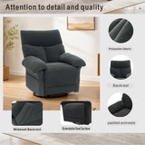 360°Swivel Recliner Rocker Manual Overstuffed Glider Armchair Nursery Chair Upholstered Accent Chair Single Sofa Chair, Dark Gray