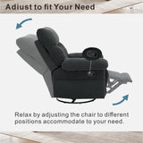 360°Swivel Recliner Rocker Manual Overstuffed Glider Armchair Nursery Chair Upholstered Accent Chair Single Sofa Chair, Dark Gray