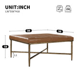 Tufted Ottoman Coffee Table, Upholstered Center Table Footstool with Hammered Metal Frame for Living Room