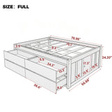 Full Size Captain Bed Platform Bed Frame with 4 Drawers&Side Storage Door, Space-Saving Storage Bed for Kids Teens Adults, White
