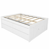 Full Size Captain Bed Platform Bed Frame with 4 Drawers&Side Storage Door, Space-Saving Storage Bed for Kids Teens Adults, White