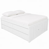 Full Size Captain Bed Platform Bed Frame with 4 Drawers&Side Storage Door, Space-Saving Storage Bed for Kids Teens Adults, White