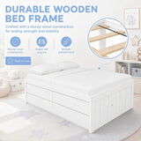Full Size Captain Bed Platform Bed Frame with 4 Drawers&Side Storage Door, Space-Saving Storage Bed for Kids Teens Adults, White