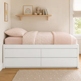 Full Size Captain Bed Platform Bed Frame with 4 Drawers&Side Storage Door, Space-Saving Storage Bed for Kids Teens Adults, White