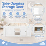 Full Size Captain Bed Platform Bed Frame with 4 Drawers&Side Storage Door, Space-Saving Storage Bed for Kids Teens Adults, White
