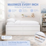 Full Size Captain Bed Platform Bed Frame with 4 Drawers&Side Storage Door, Space-Saving Storage Bed for Kids Teens Adults, White