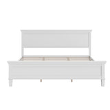 King Mid-Century Modern Platform Bed Frame with Headboard&Footboard, White
