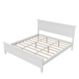 King Mid-Century Modern Platform Bed Frame with Headboard&Footboard, White