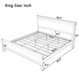 King Mid-Century Modern Platform Bed Frame with Headboard&Footboard, White