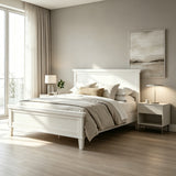 King Mid-Century Modern Platform Bed Frame with Headboard&Footboard, White