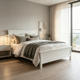 King Mid-Century Modern Platform Bed Frame with Headboard&Footboard, White
