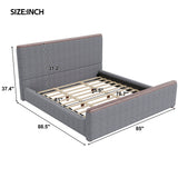 King Size Boucle Upholstered Platform Bed Frame, Soft Fabric Bed with Solid Wood Trim