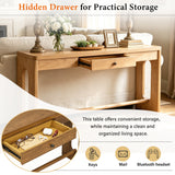 59.8" Wood Console Table with Oak Veneer, Sofa Table with Drawer & Round Handle for Hallway, Entryway, Living Room