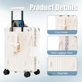 ModernLuxe 20" Luggage with USB&Type-C Port, Cup Holder, Handy Hooks & 360° Spinner Wheels, Hard Shell Carry-On Suitcase Travel Trolley